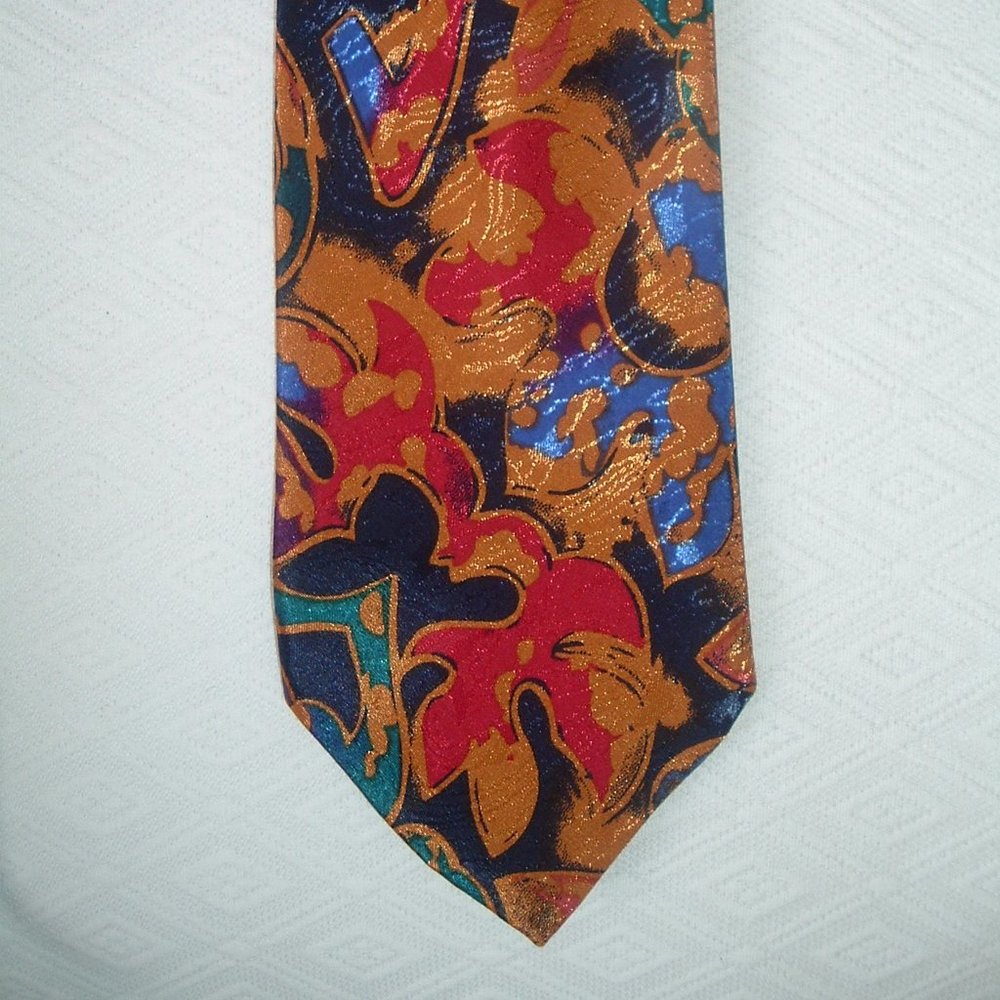 ANNE SURKAMP KREMER 100% silk tie made in Germany colorful orange black red
